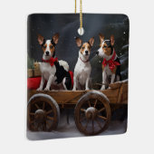 Rat Terrier Snowy Sleigh Kerst Decor Keramisch Ornament (Rechts)