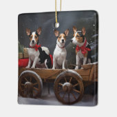 Rat Terrier Snowy Sleigh Kerst Decor Keramisch Ornament (Links)