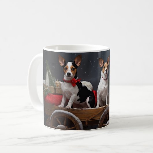 Rat Terrier Snowy Sleigh Kerst Decor Koffiemok (Voorkant links)