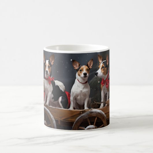 Rat Terrier Snowy Sleigh Kerst Decor Koffiemok (Center)