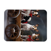 Rat Terrier Snowy Sleigh Kerst Decor Magneet (Horizontaal)