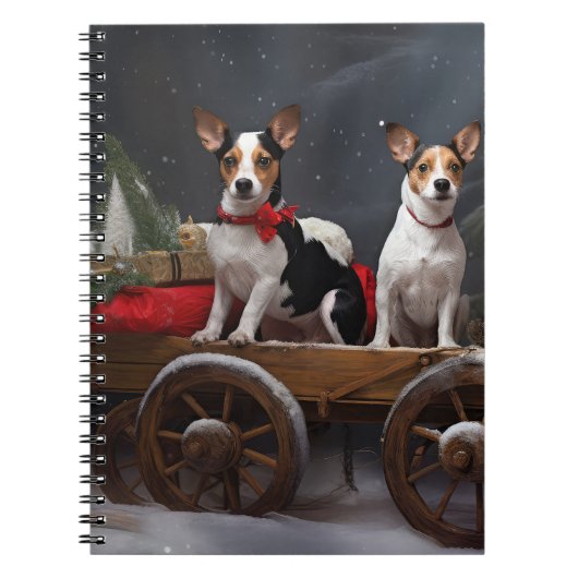 Rat Terrier Snowy Sleigh Kerst Decor Notitieboek (Voorkant)