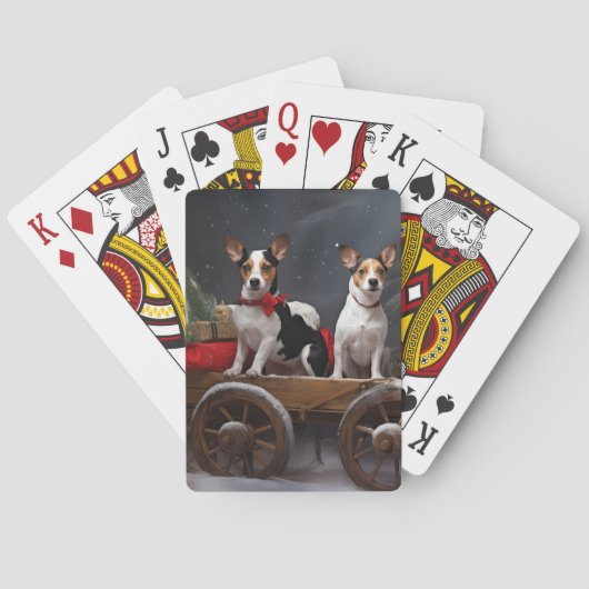 Rat Terrier Snowy Sleigh Kerst Decor Pokerkaarten (Achterkant)