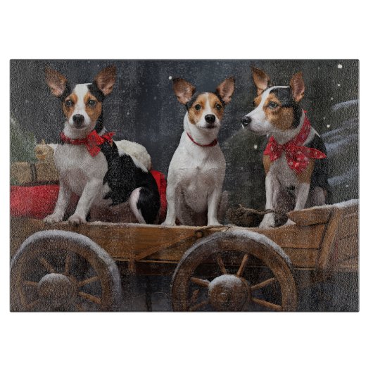 Rat Terrier Snowy Sleigh Kerst Decor Snijplank (Voorkant)