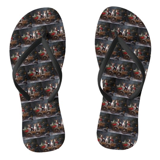 Rat Terrier Snowy Sleigh Kerst Decor Teenslippers (Voetbed)