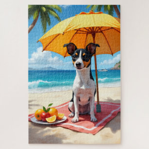 Rat Terrier strand relax scène Legpuzzel