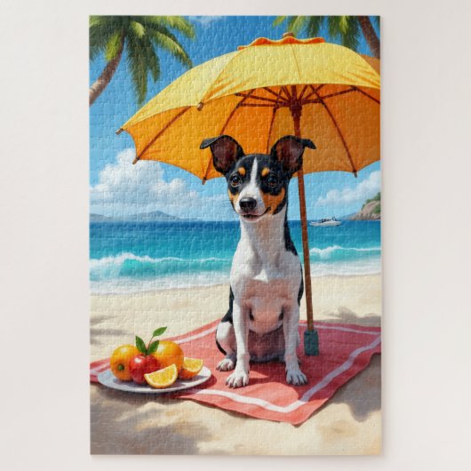 Rat Terrier strand relax scène Legpuzzel (Verticaal)
