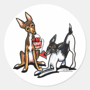 Rat Terrier Sweethearts Valentijnse Ronde Sticker