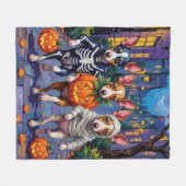 Rat Terrier Trick-or-Treating Halloween Kostuums Fleece Deken (Voorkant (Horizontaal))