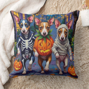 Rat Terrier Trick-or-Treating Halloween Kostuums Kussen
