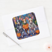 Rat Terrier Trick-or-Treating Halloween kostuums Vierkante Sticker (Envelop)