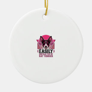 Rat Terrier Vintage Eenvoudig Afleidbare Hond T-sh Keramisch Ornament