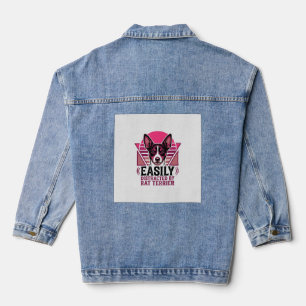 Rat Terrier Vintage Gemakkelijk Afleidbare Hond Sh Denim Jacket
