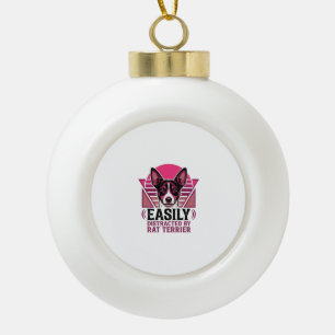 Rat Terrier Vintage Gemakkelijk Afleidbare Hond Sh Keramische Bal Ornament