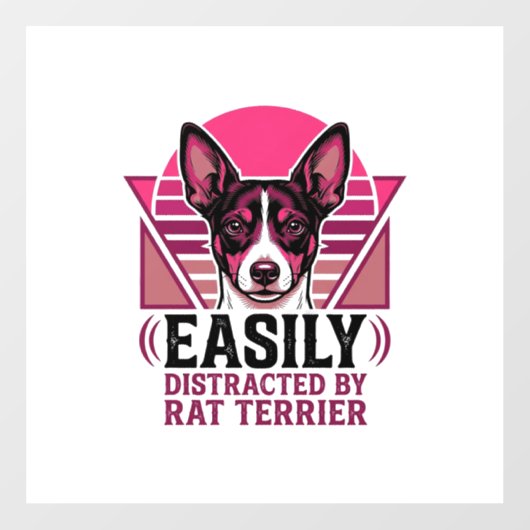 Rat Terrier Vintage Gemakkelijk Afleidbare Hond Sh Raamsticker (Vel)