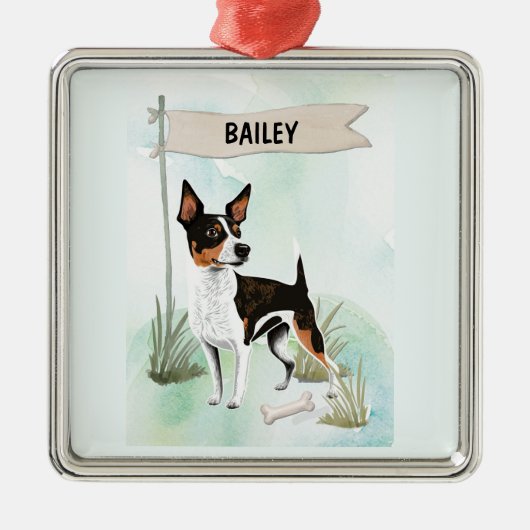 Rat Terrier Watercolor Personalized Dog Metalen Ornament (Voorkant)