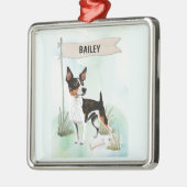 Rat Terrier Watercolor Personalized Dog Metalen Ornament (Links)