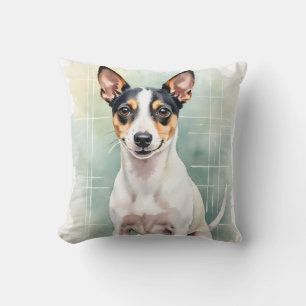 Rat Terrier Watercolor Rasterpatroon Kunst Kussen