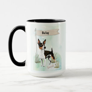 Rat Terrier-waterverfsaus met gepersonaliseerde ho Mok