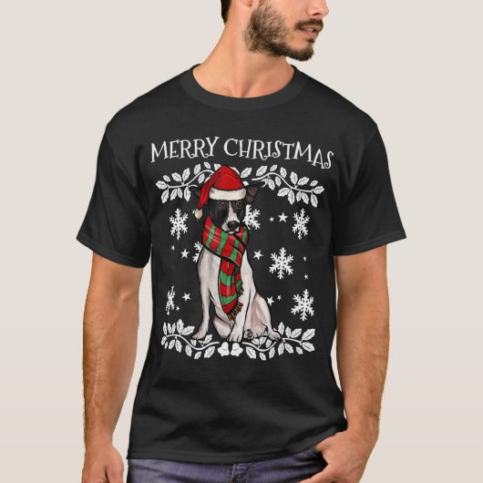 Rat Terrier Xmas kerstkerstkerstkerstkerstversieri T-shirt (Voorkant)