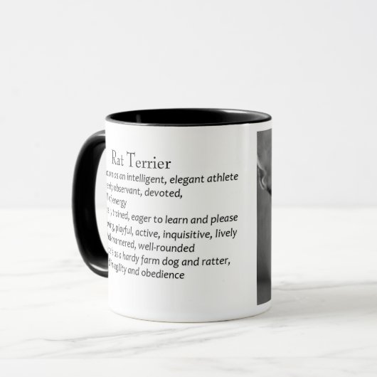 Rat Terrier, zwart-wit, Hondenras Mok (Voorkant links)