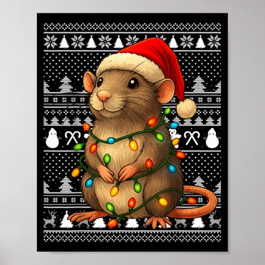 Rat Ugly Christmas Santa Costume Family Xmas Women Poster (Voorkant)