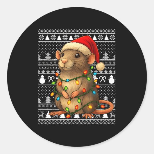 Rat Ugly Christmas Santa Costume Family Xmas Women Ronde Sticker (Voorkant)