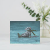 Rat viel terwijl briefkaart met schaatsen op ijs (Staand voorkant)