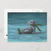 Rat viel terwijl briefkaart met schaatsen op ijs (Voorkant / Achterkant)