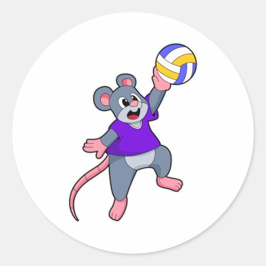 Rat Volleyball Sports Ronde Sticker (Voorkant)