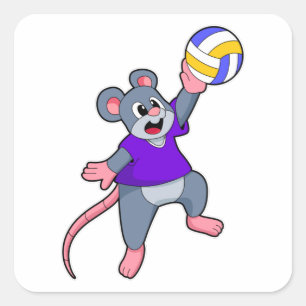 Rat Volleyball Sports Vierkante Sticker