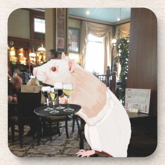 Rat Waiter surreal Bier Onderzetter (Voorkant)