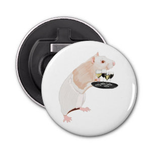 Rat Waiter surreal Button Flesopener