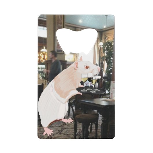 Rat Waiter surreal Creditkaart Flessenopener (Voorkant)