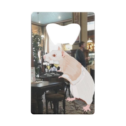 Rat Waiter surreal Creditkaart Flessenopener (Achterkant)