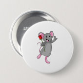Rat with Rose Flower Ronde Button 7,6 Cm (Voorkant /achterkant)