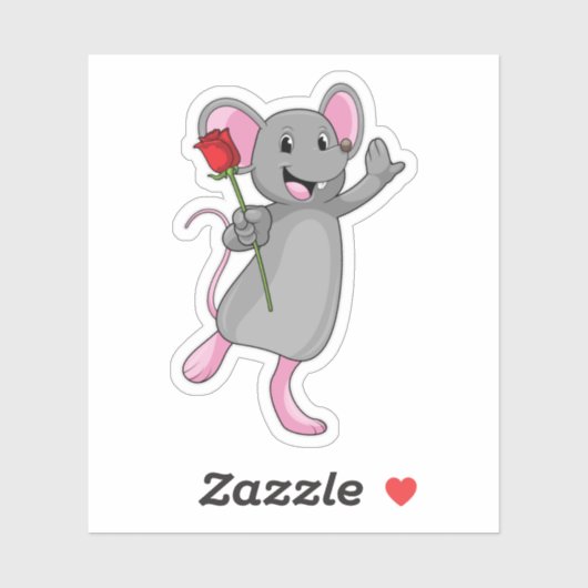 Rat with Rose Flower Sticker (Vel)