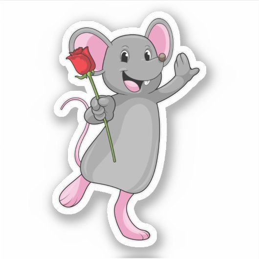 Rat with Rose Flower Sticker (Voorkant)