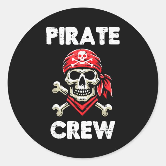 Rate Crew Skull Crossbones Funny Matching Men Wome Ronde Sticker (Voorkant)