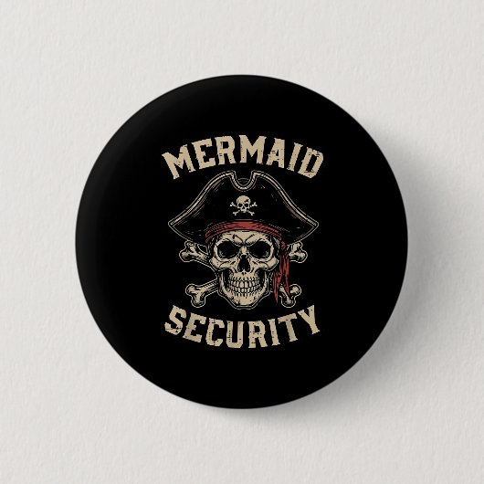 Rate Mermaid Security Funny Skull Costume Dad Men  Ronde Button 5,7 Cm (Voorkant)