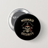 Rate Mermaid Security Funny Skull Costume Dad Men  Ronde Button 5,7 Cm (Voorkant /achterkant)