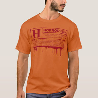 Rated H Horror Movie Label in Red retro T-shirt