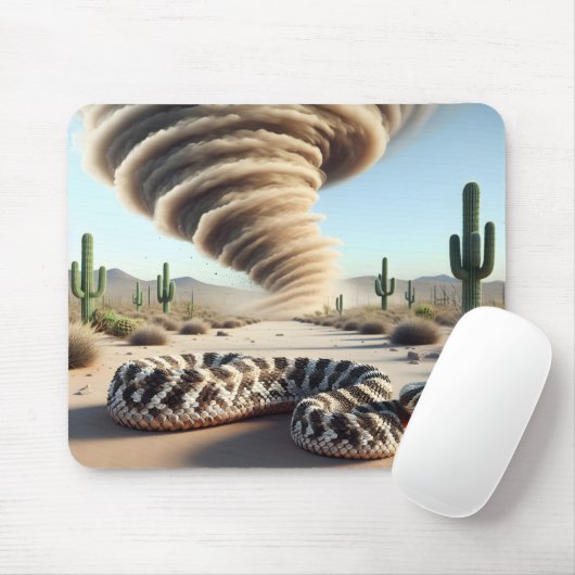 Ratelslang met woestijnstofduivel muismat (Met muis)