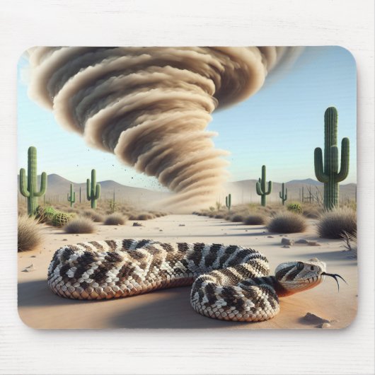 Ratelslang met woestijnstofduivel muismat (Voorkant)