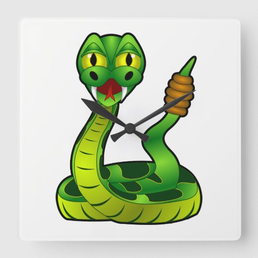 Ratelslang Vierkante Klok (Voorkant)