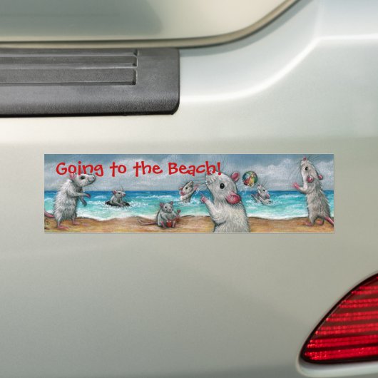 Ratenstrand, naar het strand. Bumpersticker (Op auto)