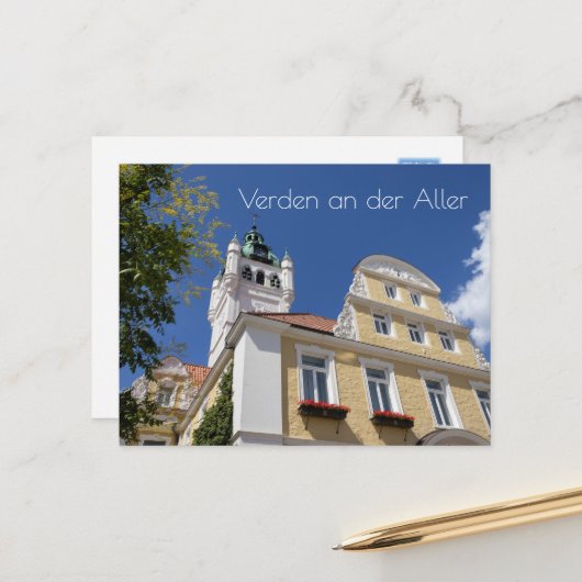 Rathaus, Verden an der Aller, Duitsland Briefkaart (Voorkant / Achterkant in situ)