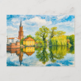 Rathenow reflectie uitzicht aquarell havelland feestdagenkaart