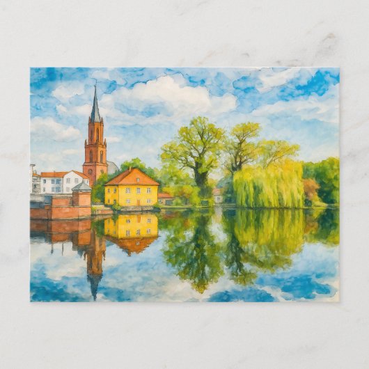 Rathenow reflectie uitzicht aquarell havelland feestdagenkaart (Voorkant)