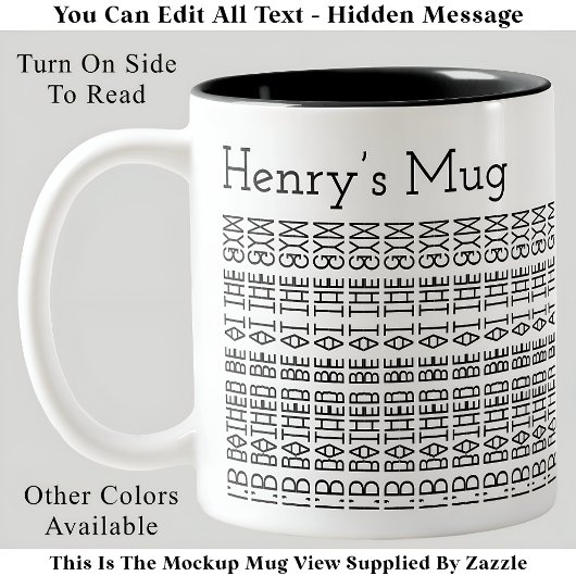 Rather Be At The Gym & Name 154BW Hidden Message Tweekleurige Koffiemok